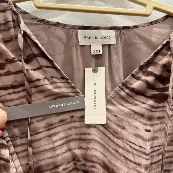 NWT Anthropologie Cloth & Stone Striped Dye Wrap Midi Dress XXS - Picture 7 of 10